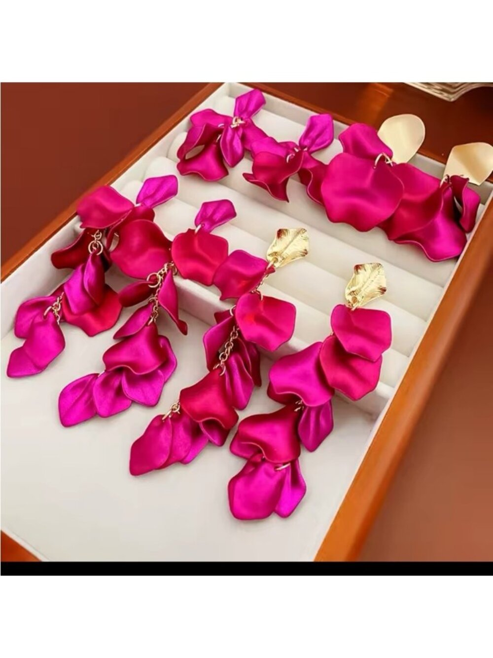 Stylish Pink Floral Drop Earrings